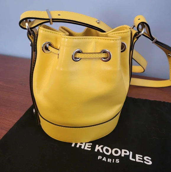 The Kooples Small Tina Leather Yellow Bucket Crossbody Handbag - Picture 6 of 14